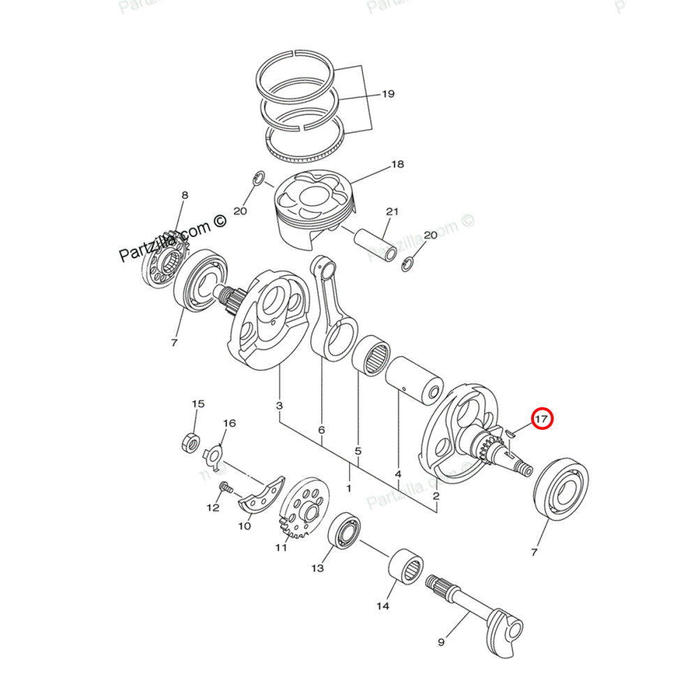 Chaveta do Virabrequim (Trava de Rolamento) Original Yamaha YZF250 06/17 WRF250/450 04/17