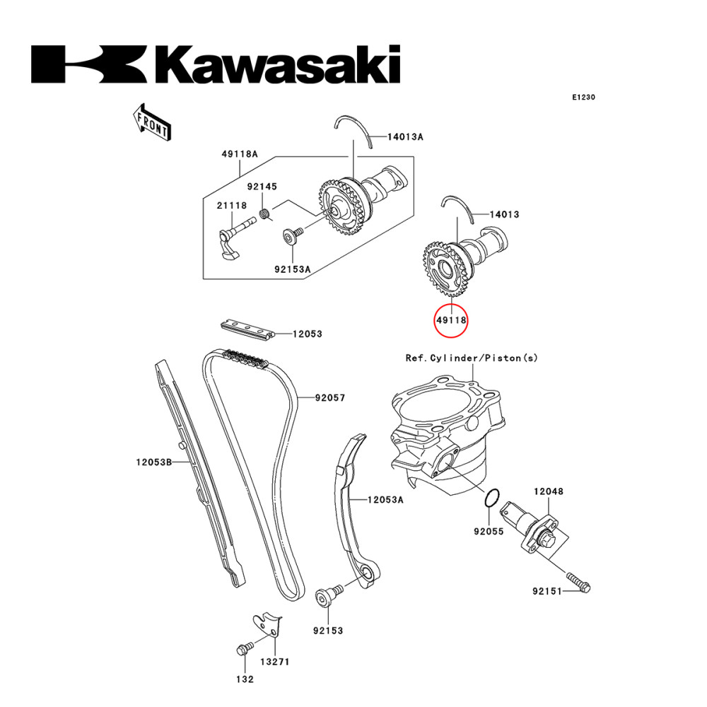 Comando de Válvula de Admissão Original Kawasaki para KXF250 06/10