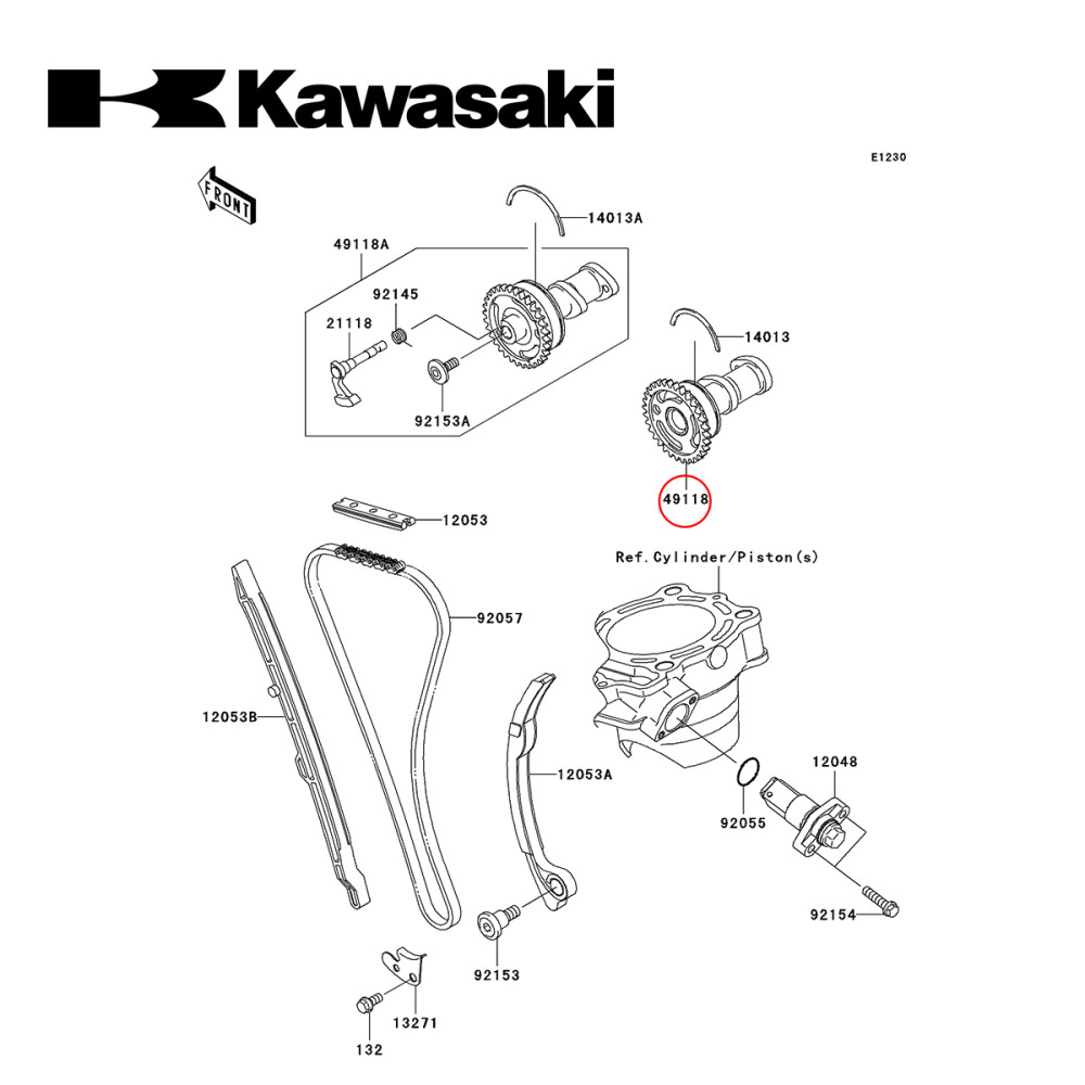Comando de Válvula de Admissão Original Kawasaki para KXF250 11/12