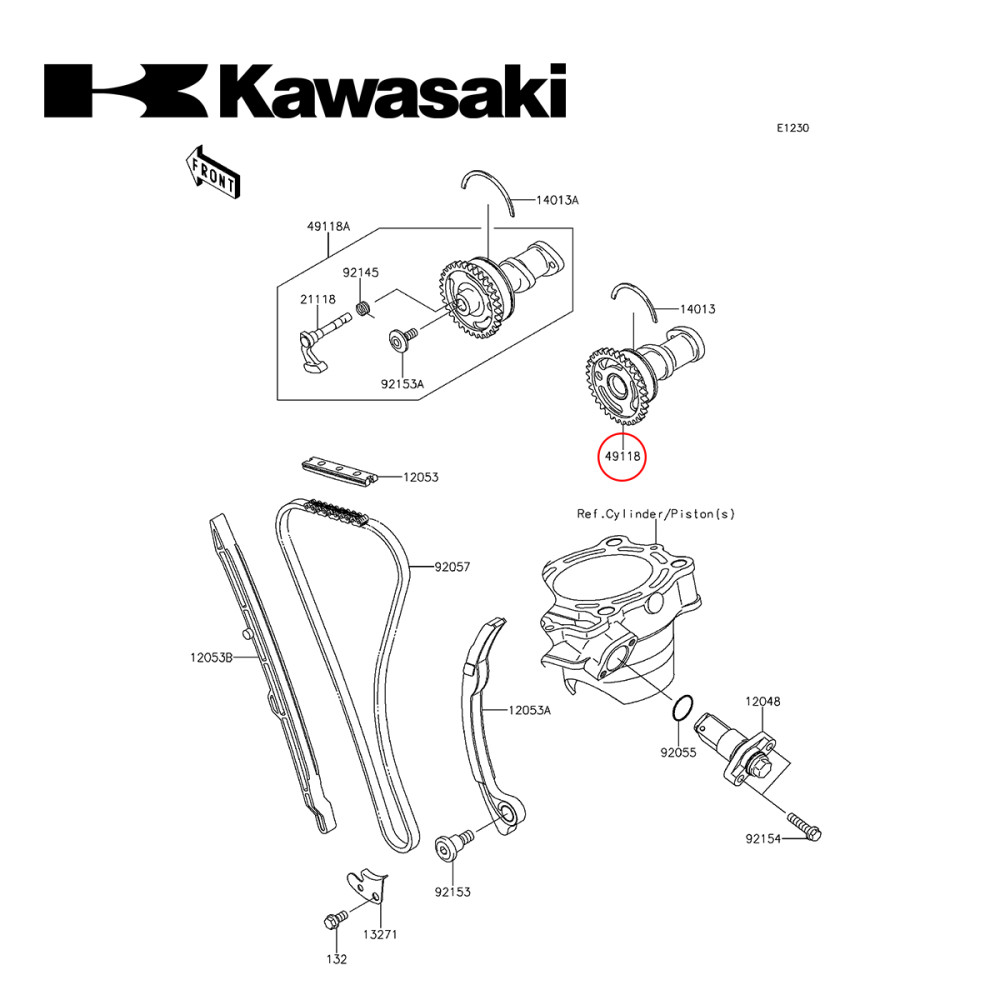 Comando de Válvula de Admissão Original Kawasaki para KXF250 13/16
