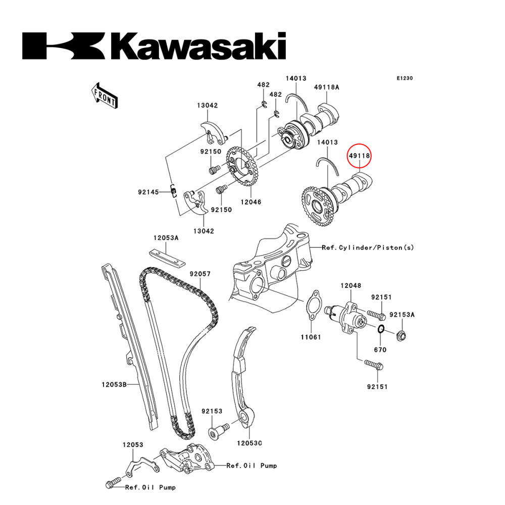 Comando de Válvula de Admissão Original Kawasaki para KXF450 07/09