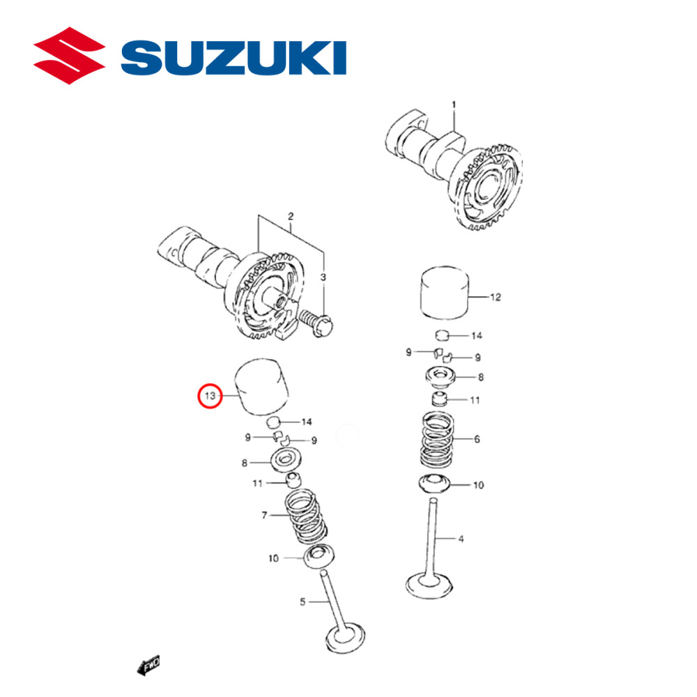 Copinho/Tucho da Válvula de Escape Original Suzuki para RMZ250 07/16