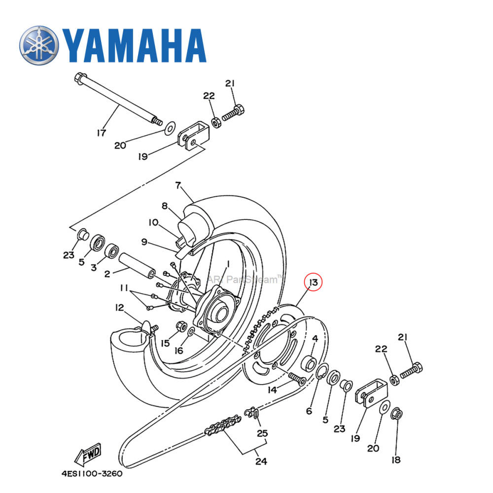 Coroa de Alumínio Sunstar Original Yamaha para YZ80 Z46 428