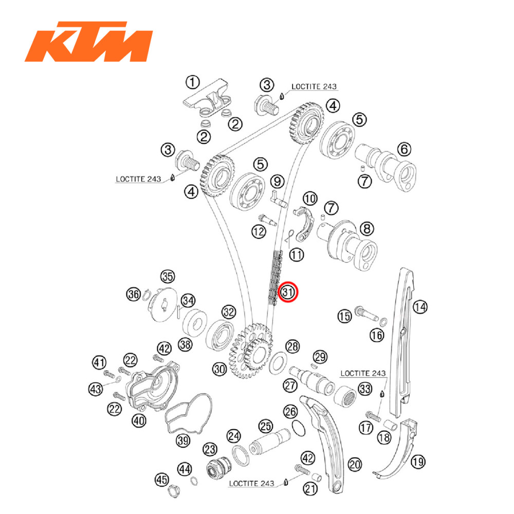Corrente de Comando Original KTM para SX-F/XC-F/XCF-W250 09/12