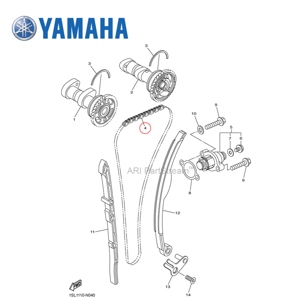 Corrente de Comando Original Yamaha para YZF450 10/17 WRF450 16/17