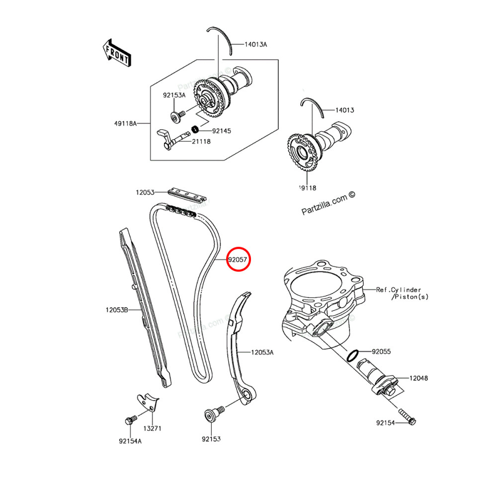 Corrente de Comando Original Kawasaki para KXF250 17/18 (98XTRH2005116M)