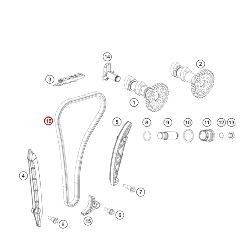 Corrente de Comando Original KTM SX-F/XC-F250/350 16/22 EXC-F250 17/22 EXC-F350 17/22