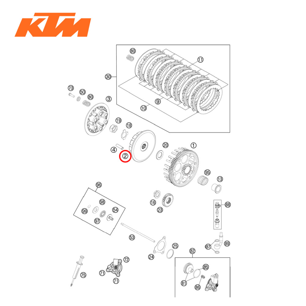 Cubo de Embreagem Original KTM para XC-F/SX-F350 11/15 FREERIDE 250R 14/16 FREERIDE 350 14/17