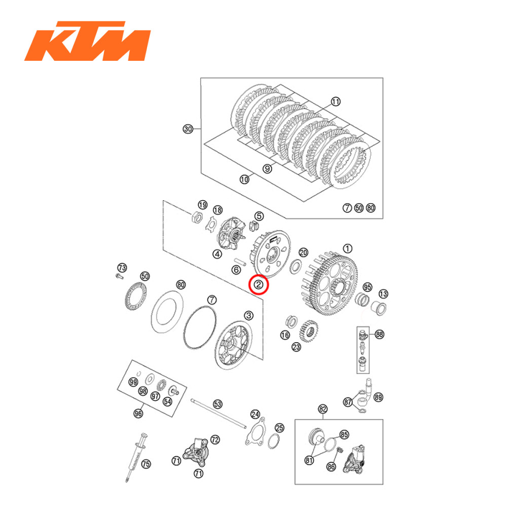 Cubo de Embreagem Original KTM para SX/XCW/XCFW/EXCF250/300/350/450/500 14/16
