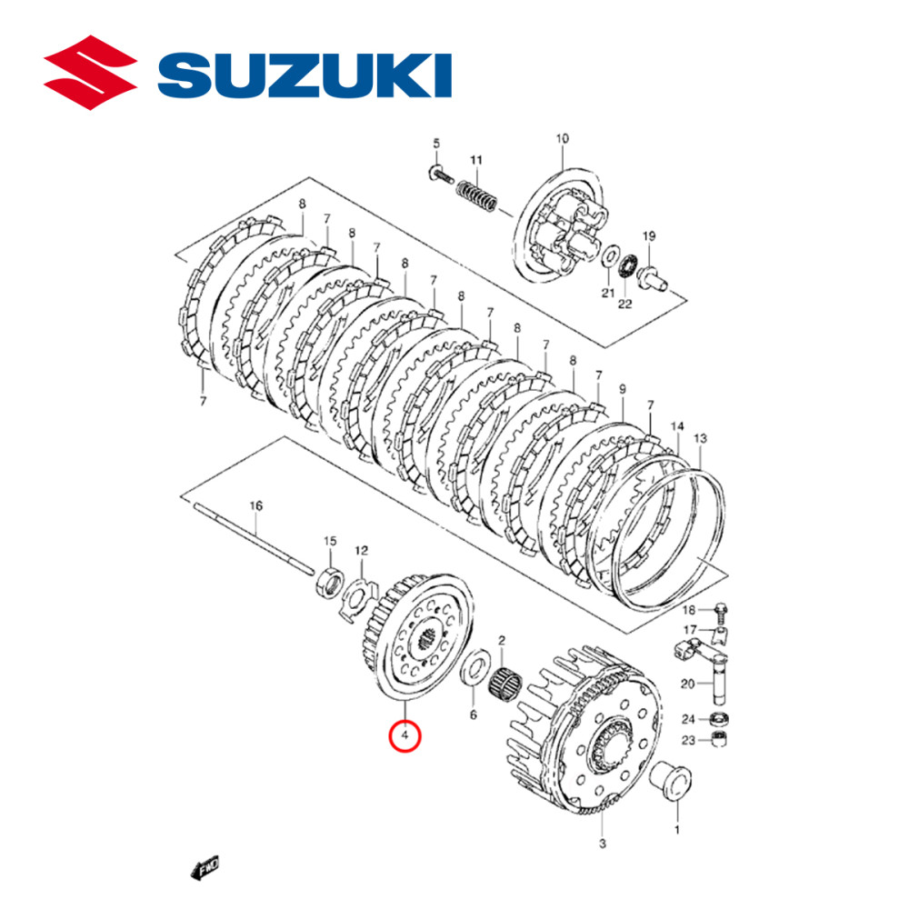 Cubo de Embreagem Original Suzuki para RMZ250 11/18