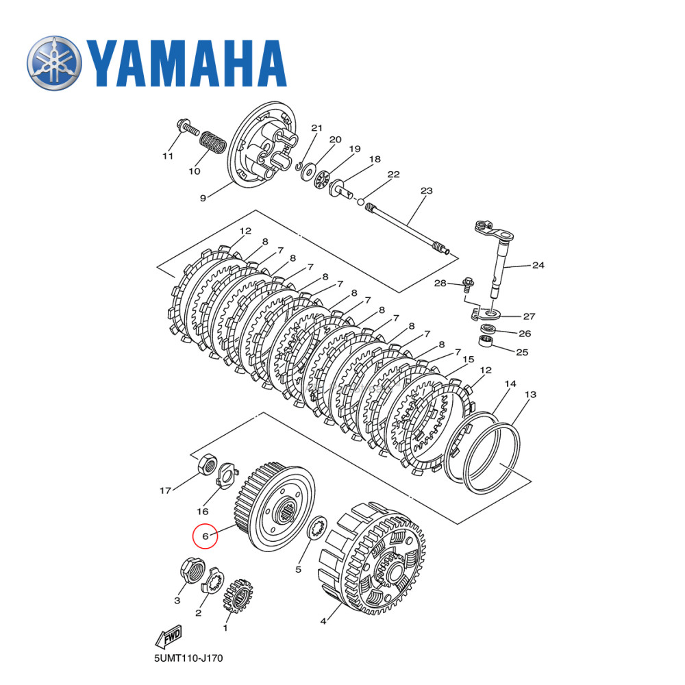 Cubo de Embreagem Original Yamaha para YZF250 01/13 WRF250 01/13