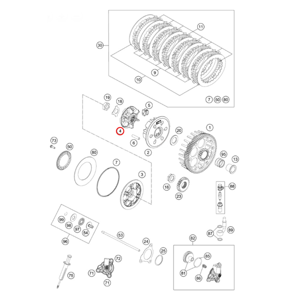Cubo de Embreagem Original KTM para EXC-F350 12/17 EXC-F250/450/500 14/17 SX-F450 12/17 SX/XC-W250/300 15/17
