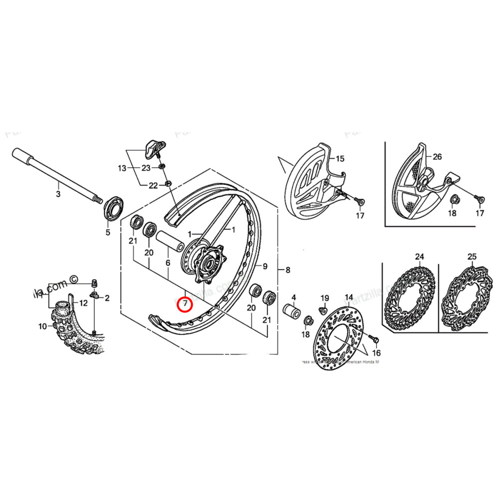Cubo de Roda Dianteiro Original Honda para CRF250/450 06/08