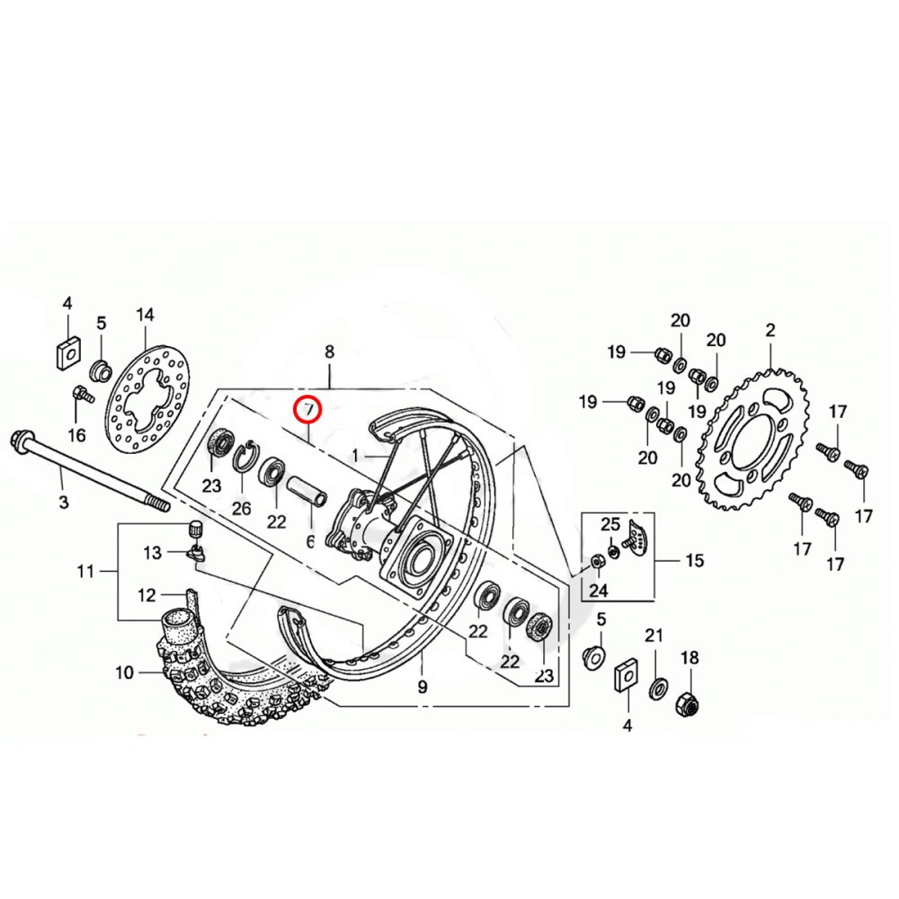 Cubo de Roda Traseiro Original Honda para CRF150R 07/15