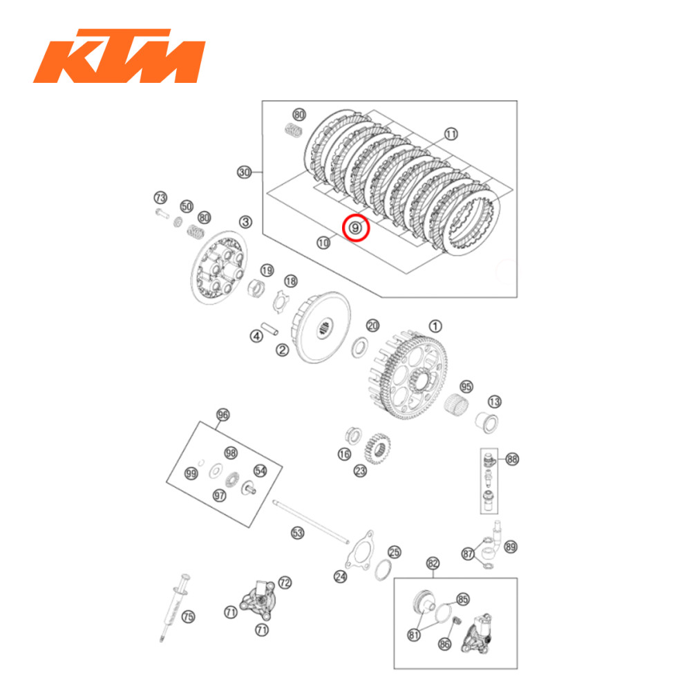 Disco Separador de Embreagem Original KTM para SX-F250 13/15 EXC-F250 12/16 SX-F350 11/15 SX-F450 12/15