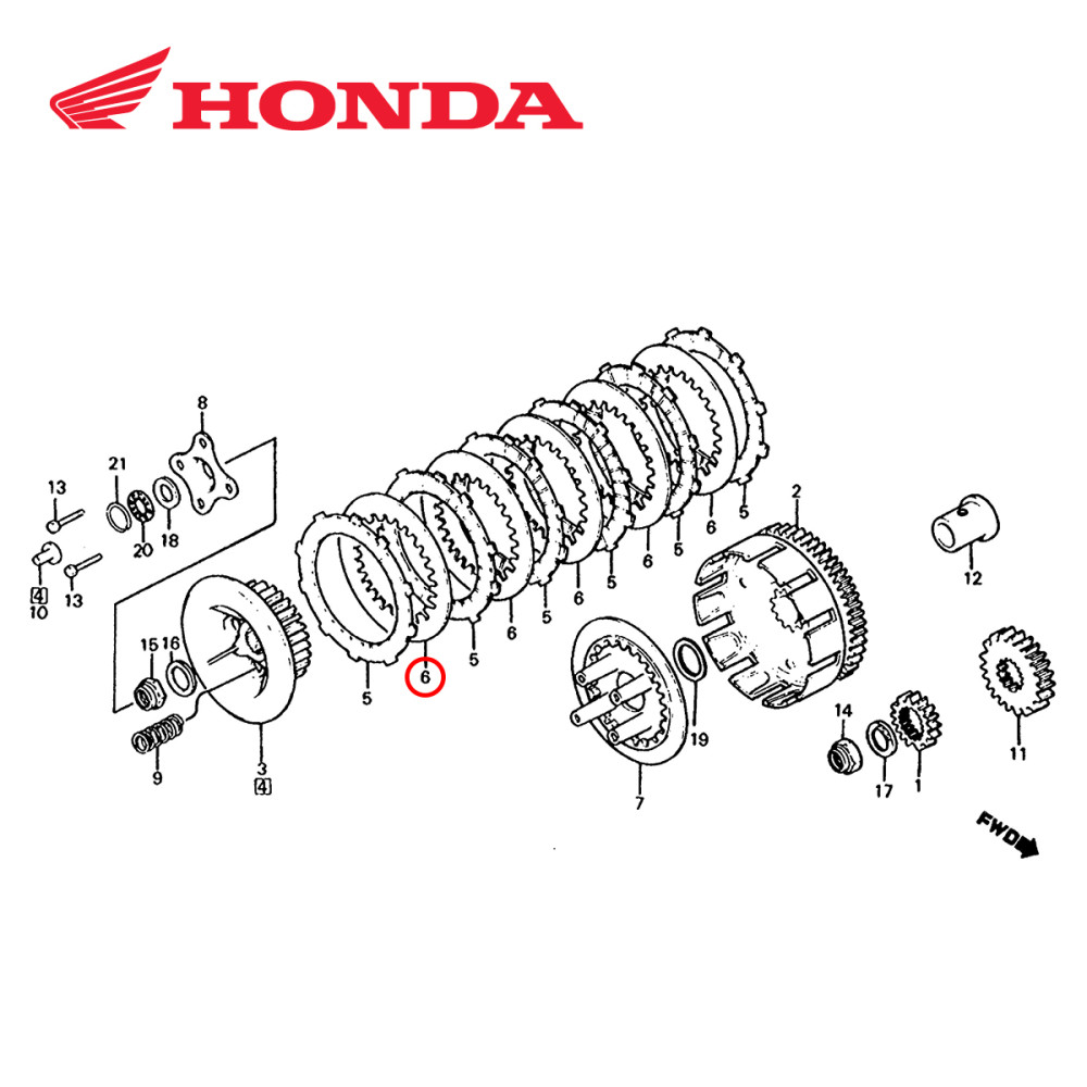 Disco Separador de Embreagem Original Honda para CR125 CRF250 -/16