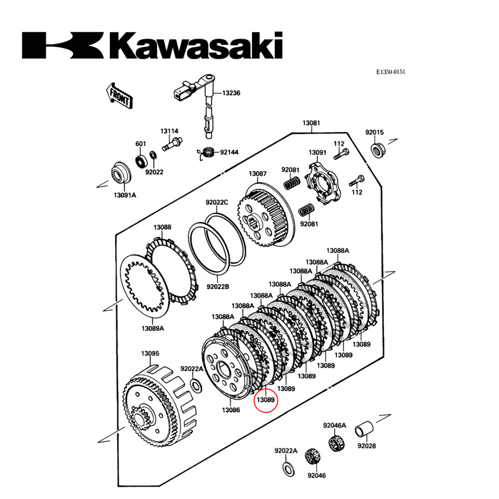 Disco Separador de Embreagem Original Kawasaki para KX125 85/88 KDX200 88