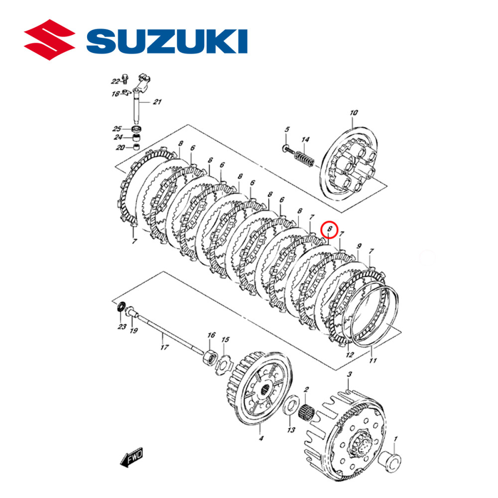 Disco Separador de Embreagem Original Suzuki para RMZ 450 05/16 (Disco do Meio)