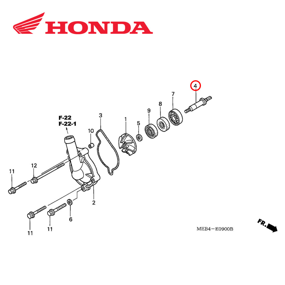 Eixo da Bomba D'Água Original Honda para CRF 450 02/08