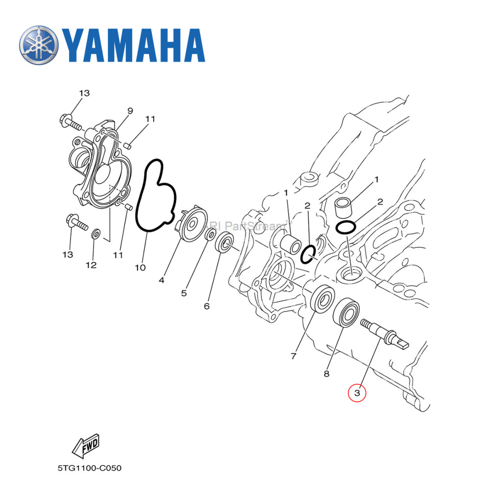Eixo da Bomba D'Água Original Yamaha para YZF450 03/13 WRF450 03/15