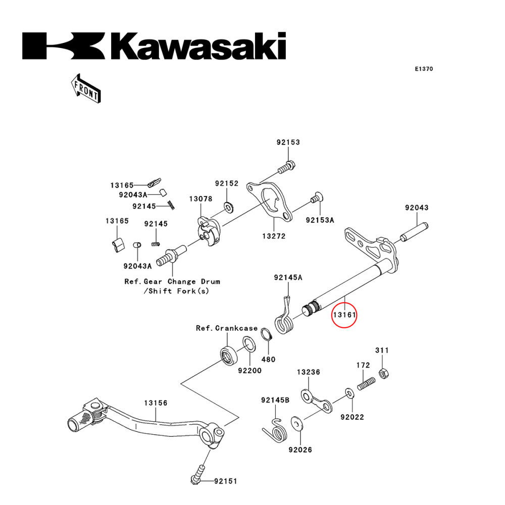 Eixo Seletor de Marcha Original Kawasaki para KXF250 09/10