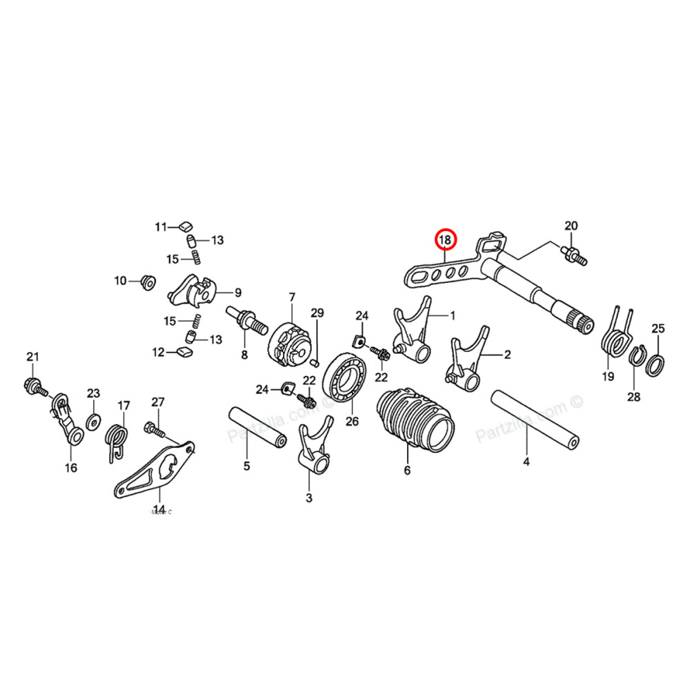 Eixo do Garfo Seletor de Marcha Original Honda para CRF450X 05/15