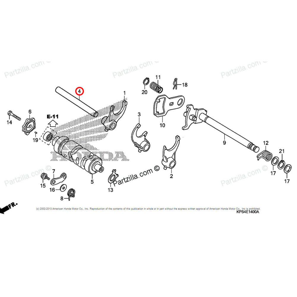Eixo do Garfo Seletor de Marcha Original Honda para CRF150/230