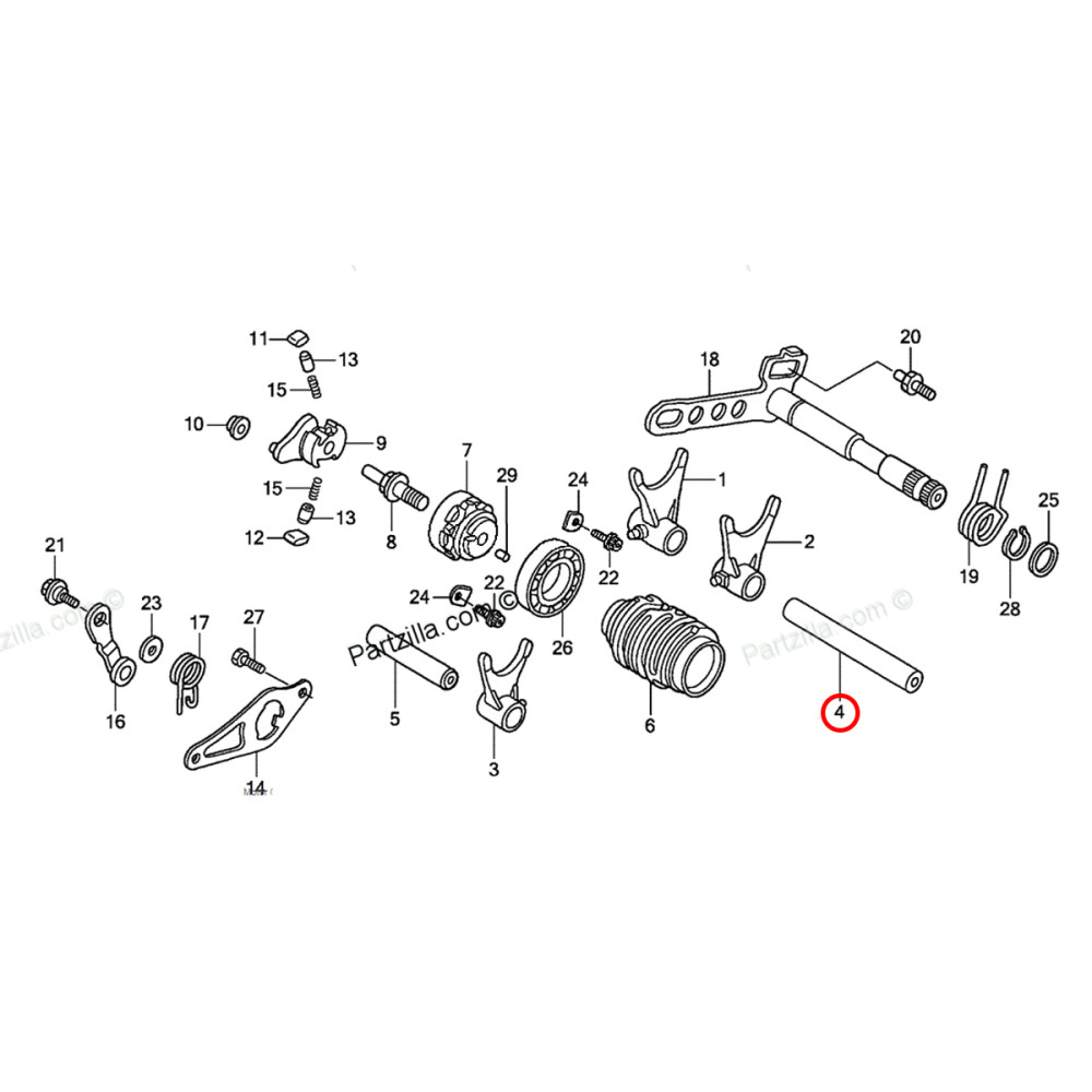 Eixo do Garfo Seletor de Marcha (Eixo A) Original Honda para CRF250 05/15 CRF250X 04/15