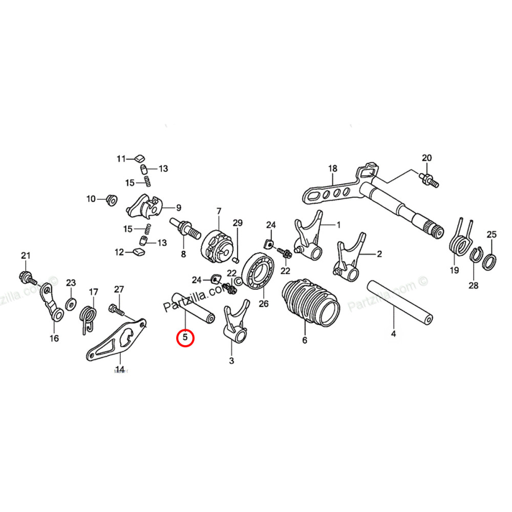Eixo do Garfo Seletor de Marcha (Eixo B) Original Honda para CRF250 05/15 CRF250X 04/15
