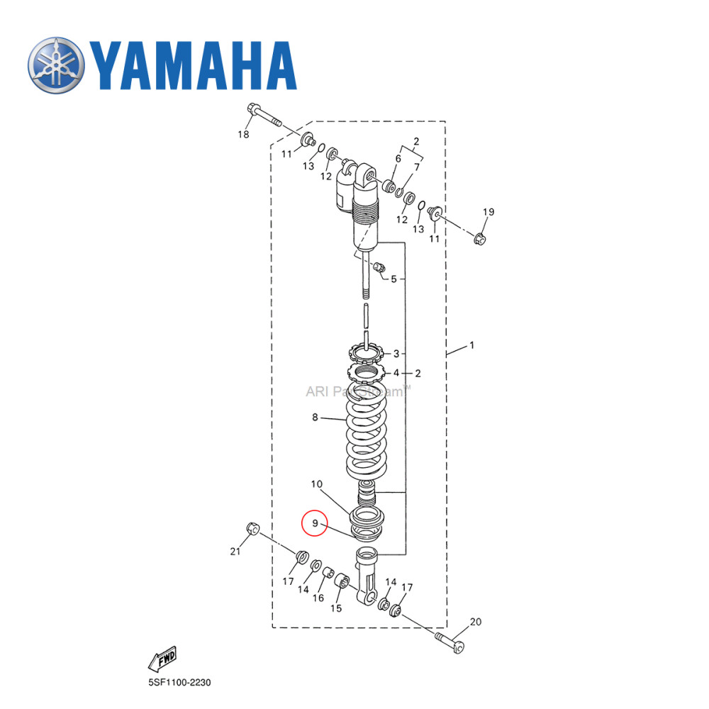 Encaixe para Mola da Suspensão Traseira Original Yamaha para YZ125/250 98/03 YZF250 01/03 WRF250 01/03 YZF450 03 WRF450 03