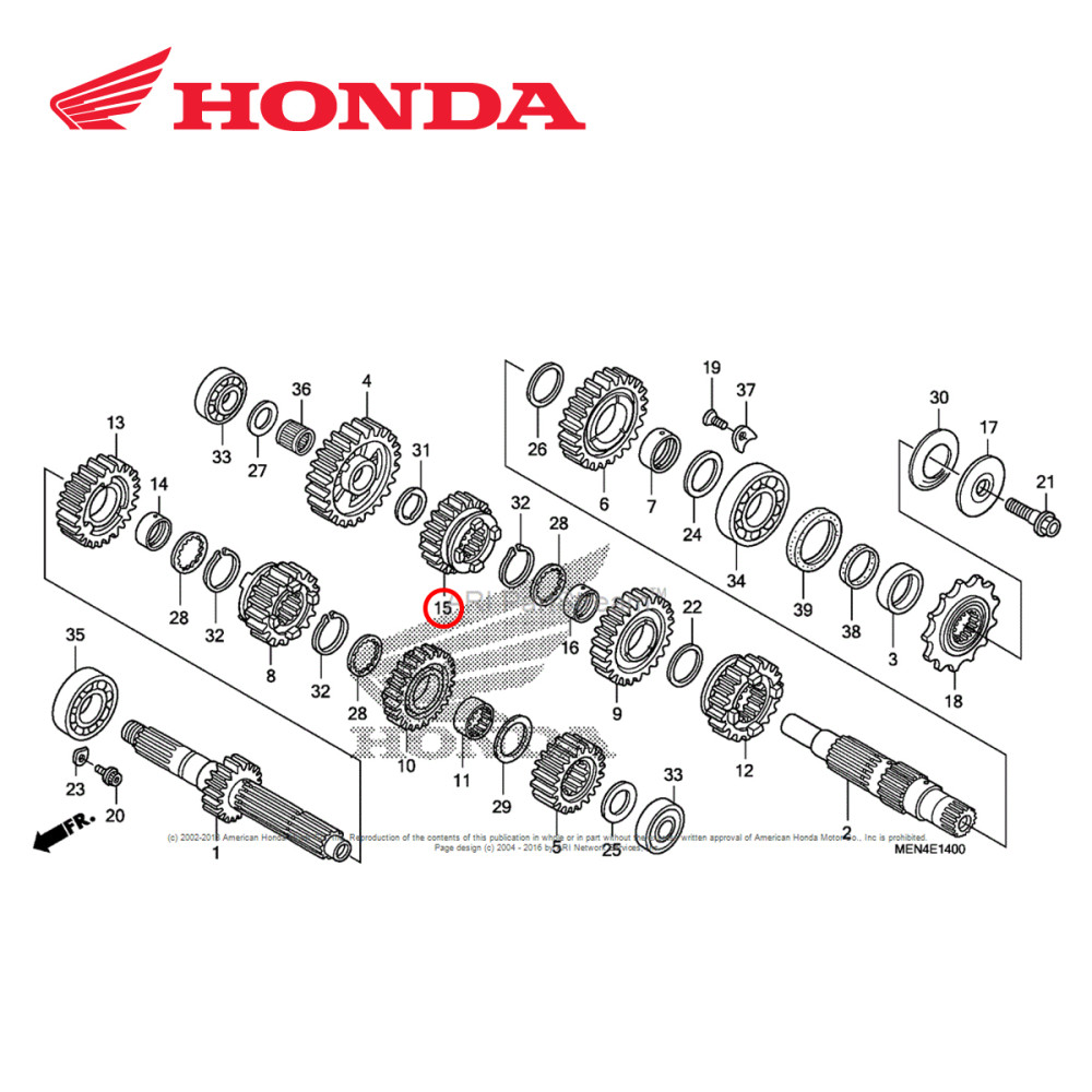 Engrenagem para 5ª Marcha Original Honda para CRF450 09/12