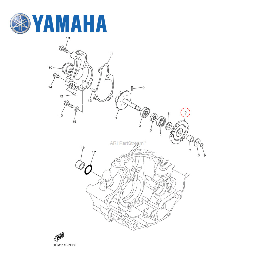 Engrenagem da Bomba D'Água Original Yamaha para YZF250 14/16 WRF250 15/16