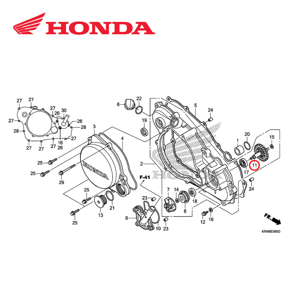 Eixo da Bomba D'Água Original Honda para CRF250 10/17 (Engrenagem Bomba D'Água)