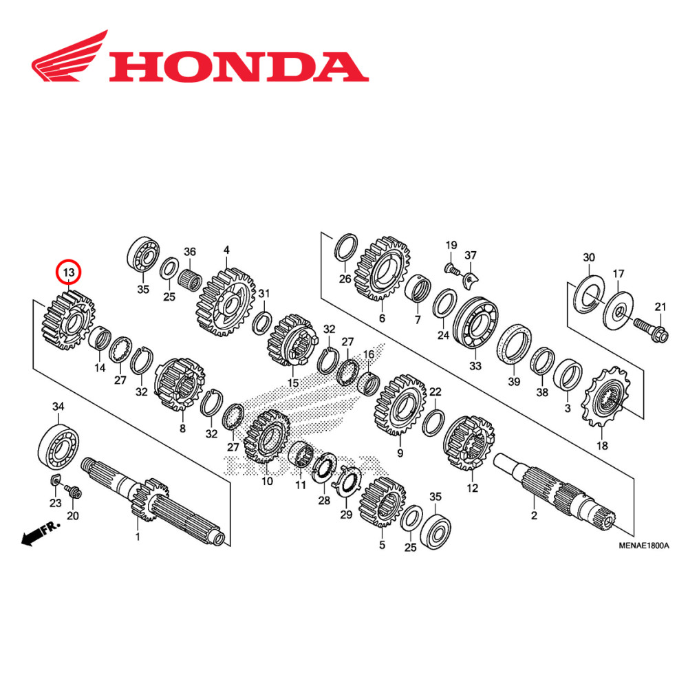 Engrenagem da Caixa de Cambio Original Honda para CRF450R 13/15 26 Dentes