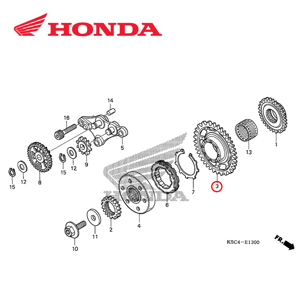 Engrenagem de Partida Original Honda para CRF250X 04/09 +12/13+15/16 38 Dentes
