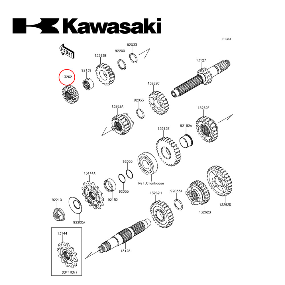 Engrenagem 2ª Primária Original Kawasaki para KXF250 11/15 16 Dentes