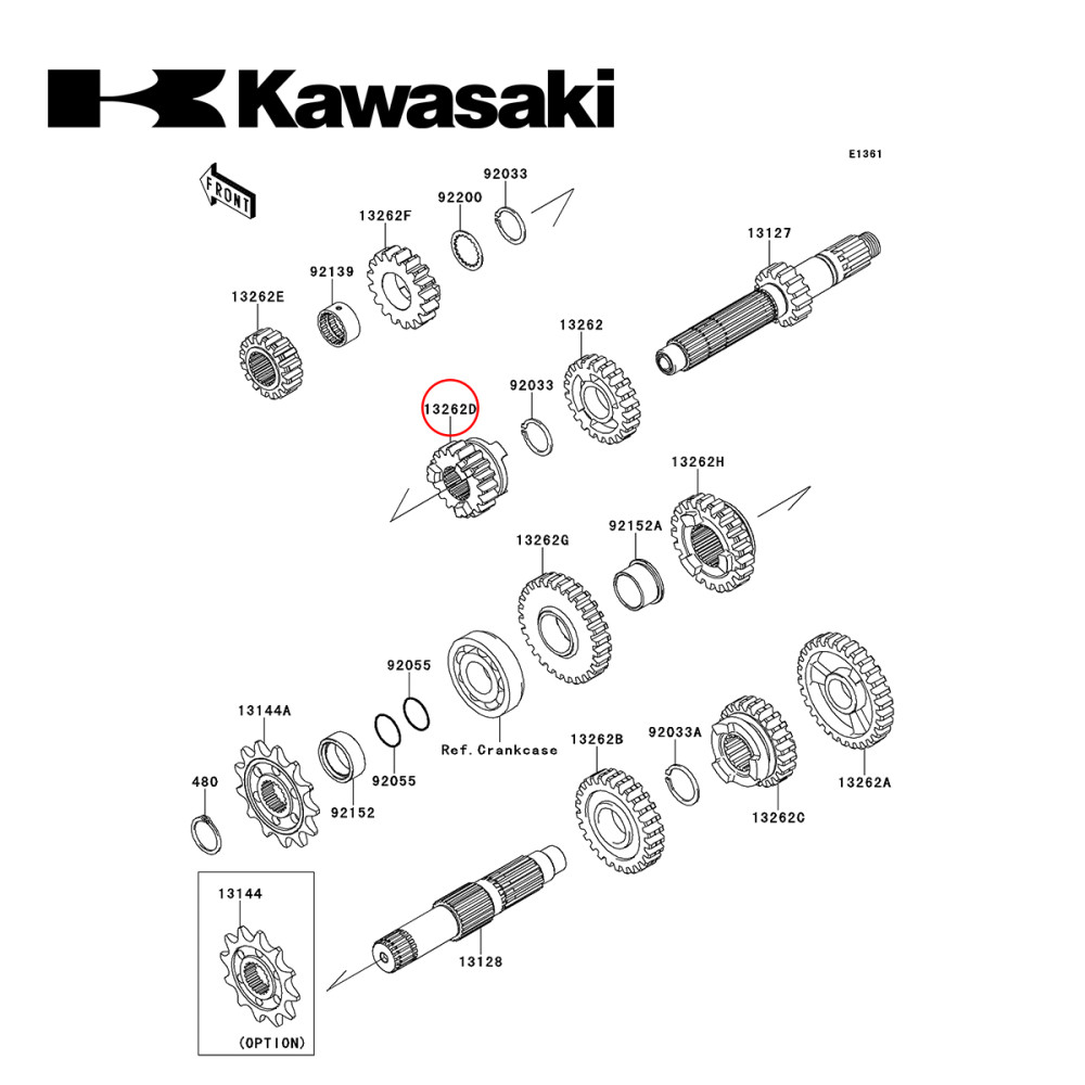 Engrenagem 3ª Primária Original Kawasaki para KXF250 10/13 18 Dentes