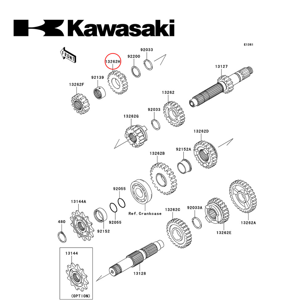 Engrenagem 4ª Primária Original Kawasaki para KXF250 2010 20 Dentes