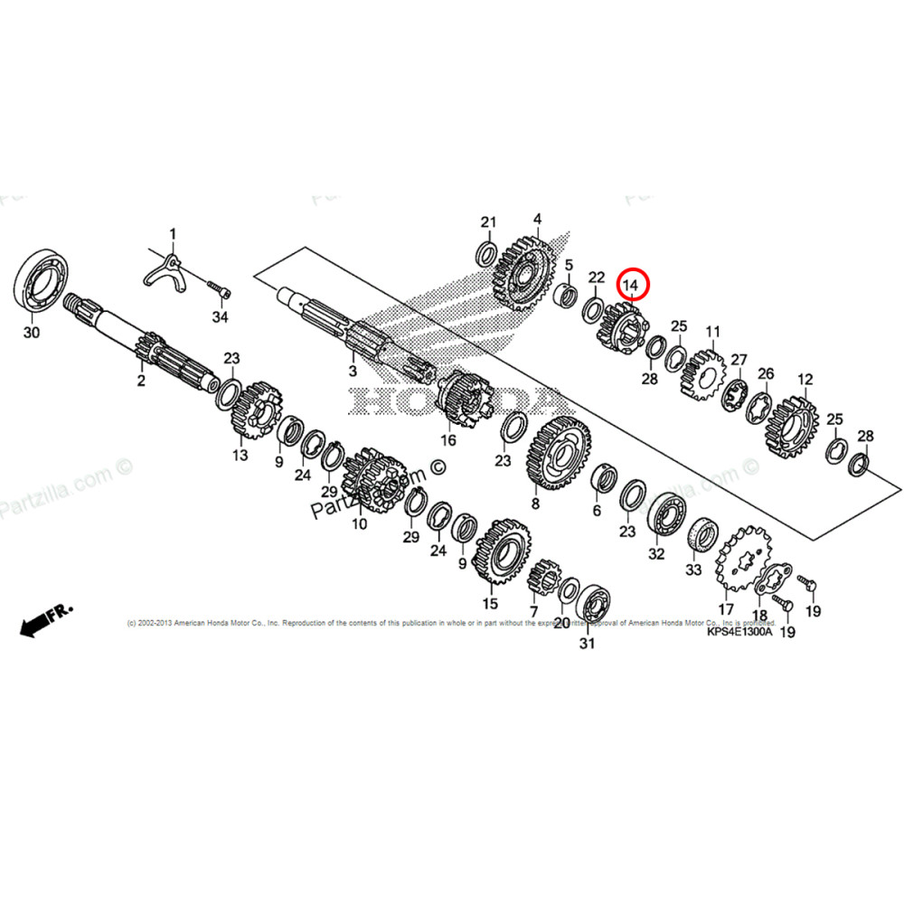 Engrenagem Secundária 5° Original Honda (24T)