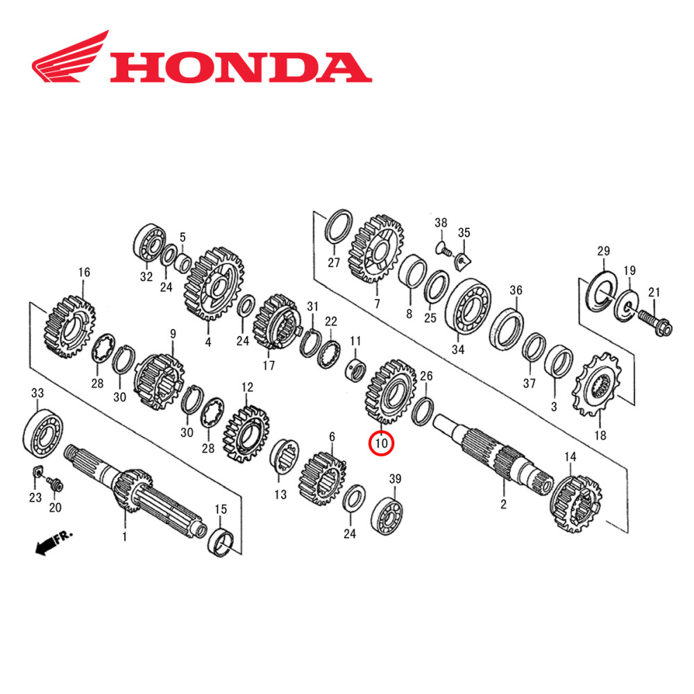 Engrenagem Secundaria Original Honda para CRFX250 04/17 3ª 28T
