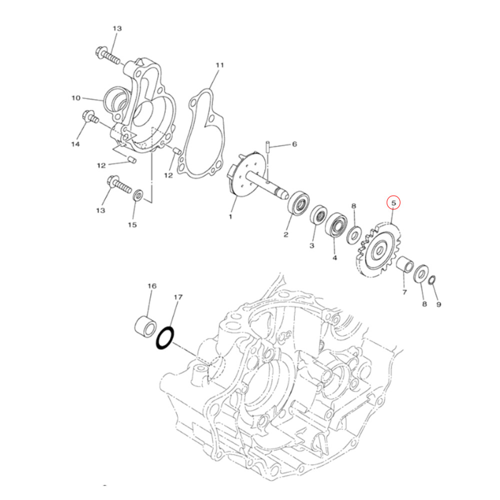 Engrenagem da Bomba D'Água Original Yamaha para YZF250 17/18 YZ250FX 17/19 WRF250 17/19