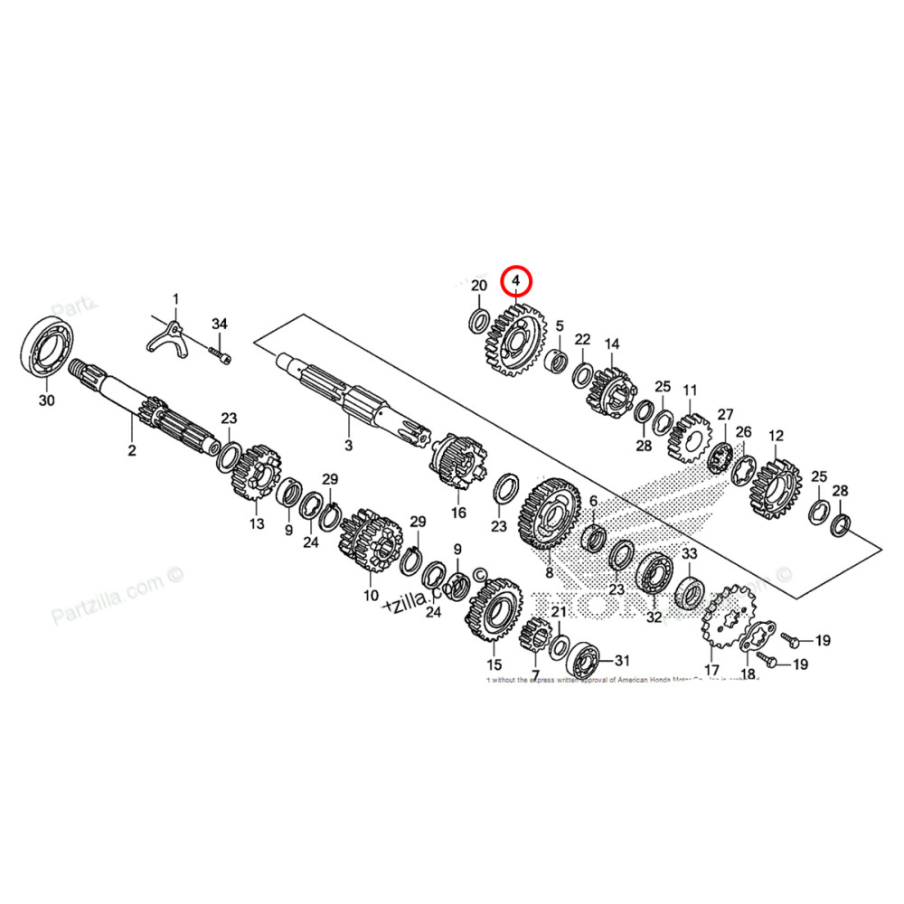 Engrenagem Secundaria (36T Primeira Marcha) Original Honda para CRF230