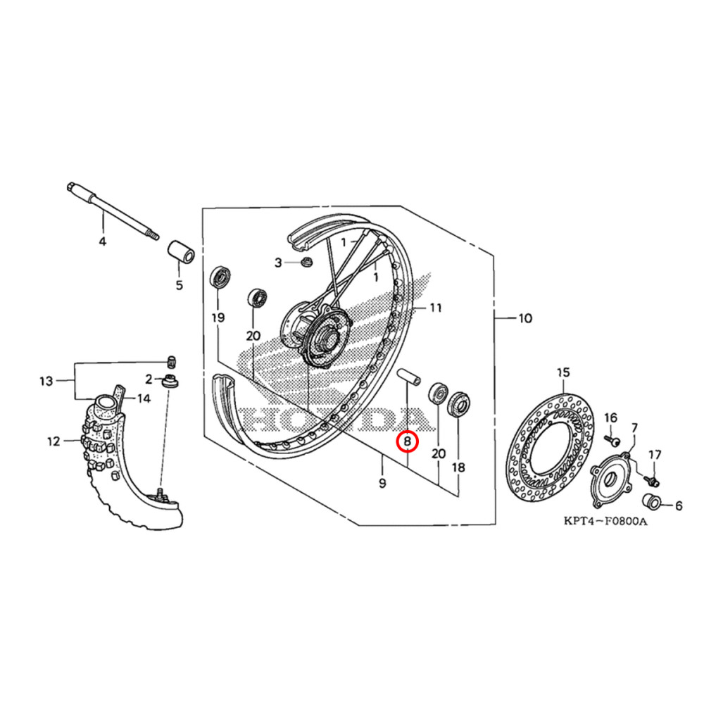 Espaçador de Roda Dianteira Original Honda para CRF150/230