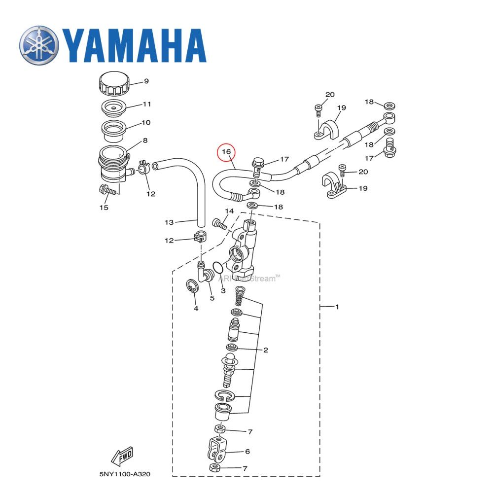 Flexível de Freio Traseiro Original Yamaha para YZ125/250 02 (Todas)