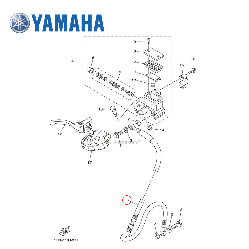 Flexível de Freio Dianteiro Original Yamaha para YZ80/85 01/17