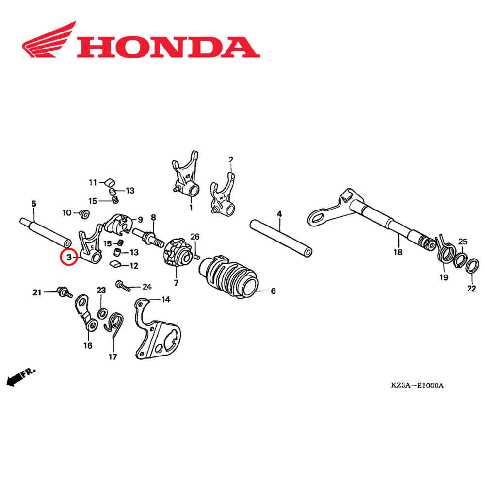 Garfo Seletor Central Original Honda para CRF450 02/08