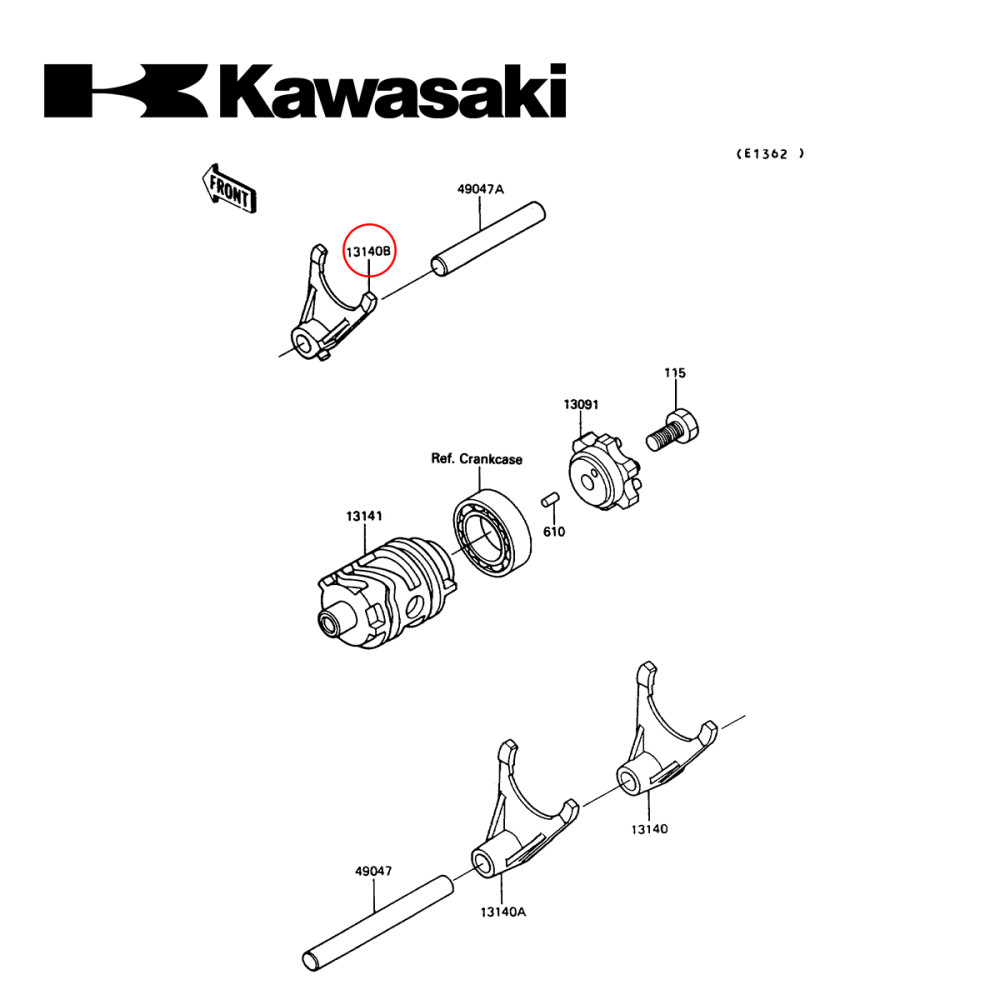 Garfo Seletor da 4 Marcha Original Kawasaki para KX250 83/89