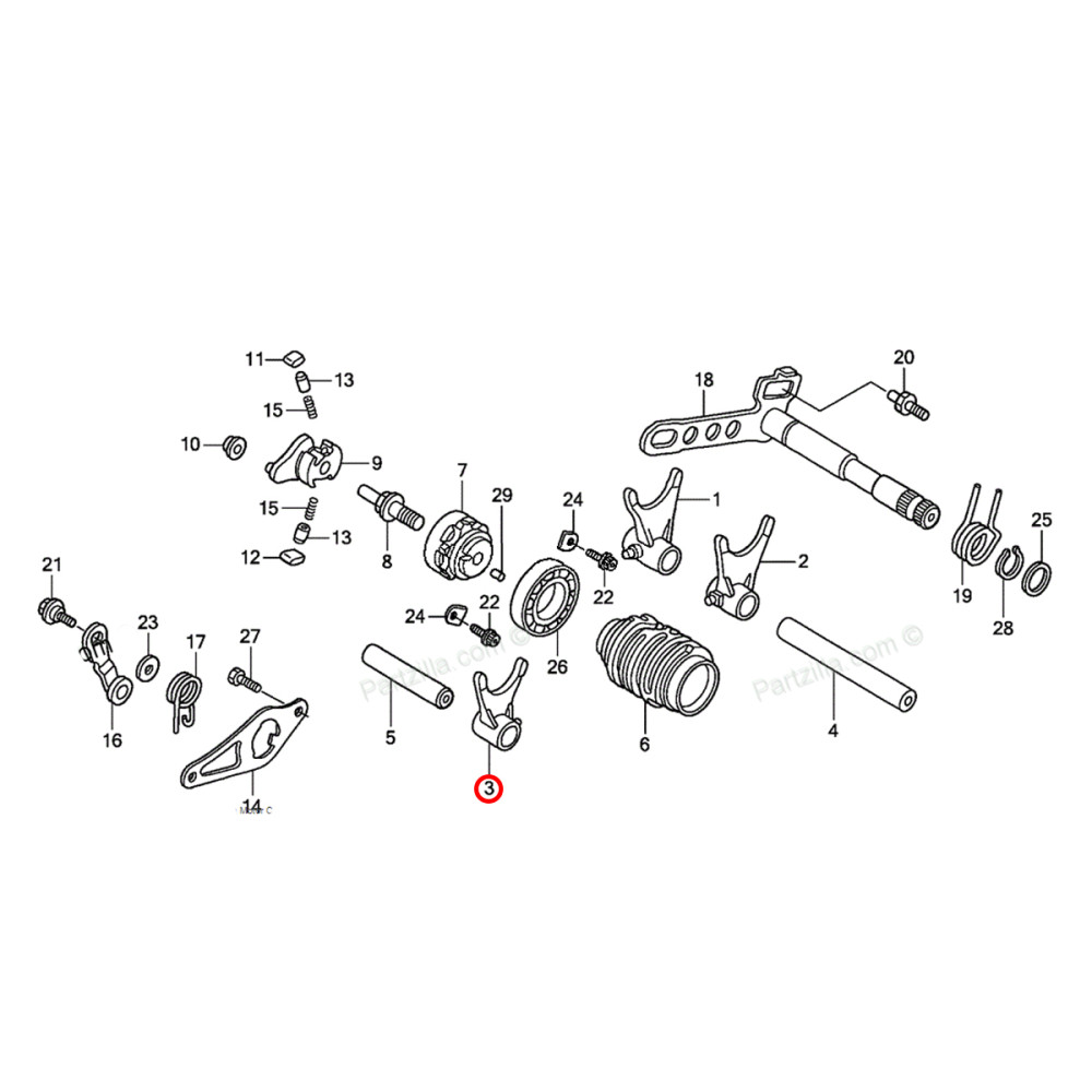 Garfo Seletor de Marchas Original Honda para CRF250 04/09 (Central)