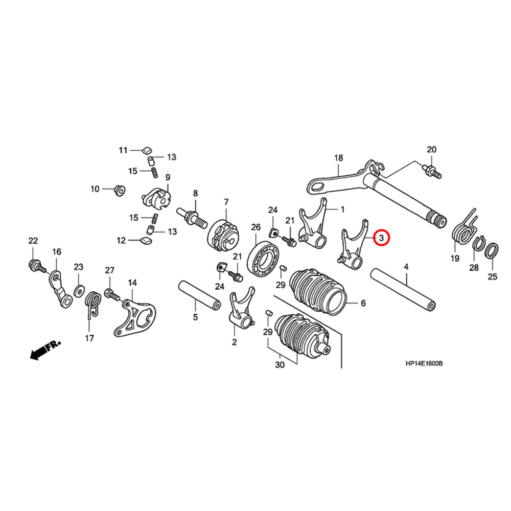 Garfo Seletor de Marchas (Lado Esquerdo) Original Honda para CRF450X 05/15