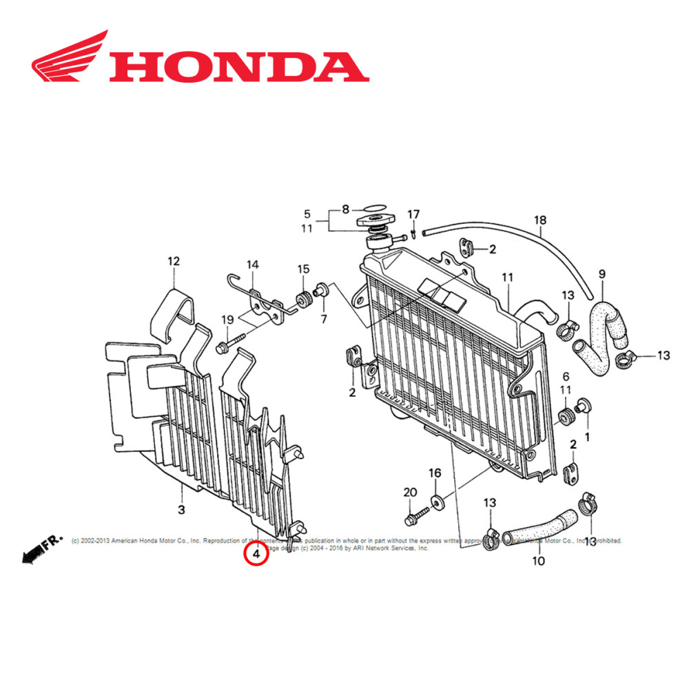 Grade do Radiador Esquerda Original Honda para CR250 97/99